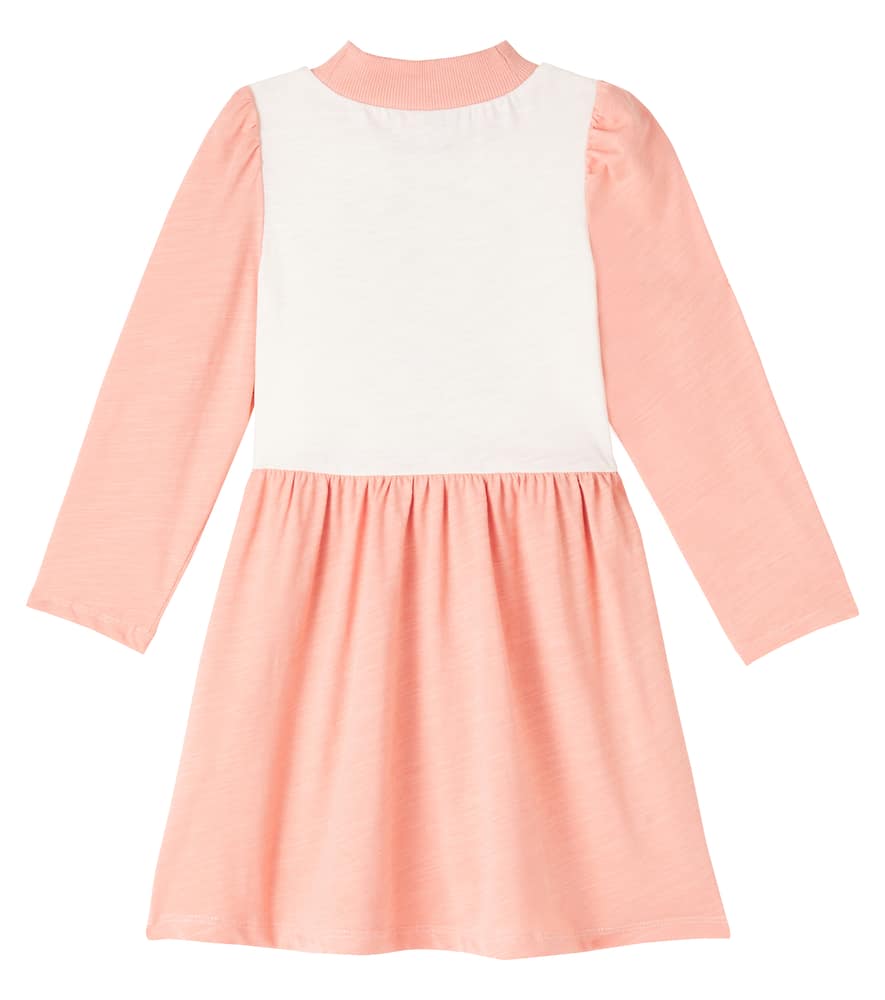 Mini Rodini Colorblocked Printed Cotton Dress In Pink