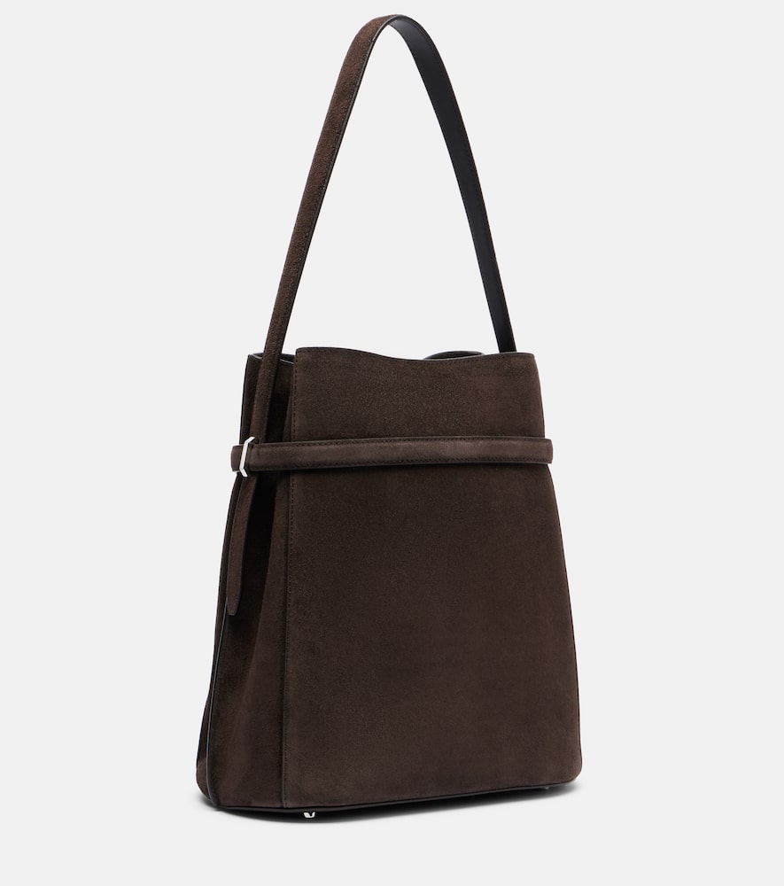 Totême Belted Suede Bucket Bag In Brown