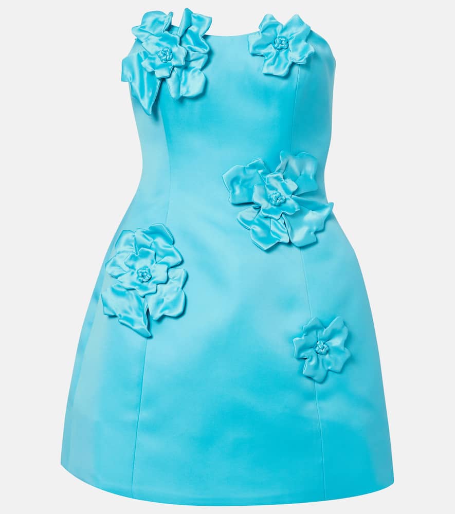Leo Lin Rosario Floral-appliqué Bustier Dress In Blue