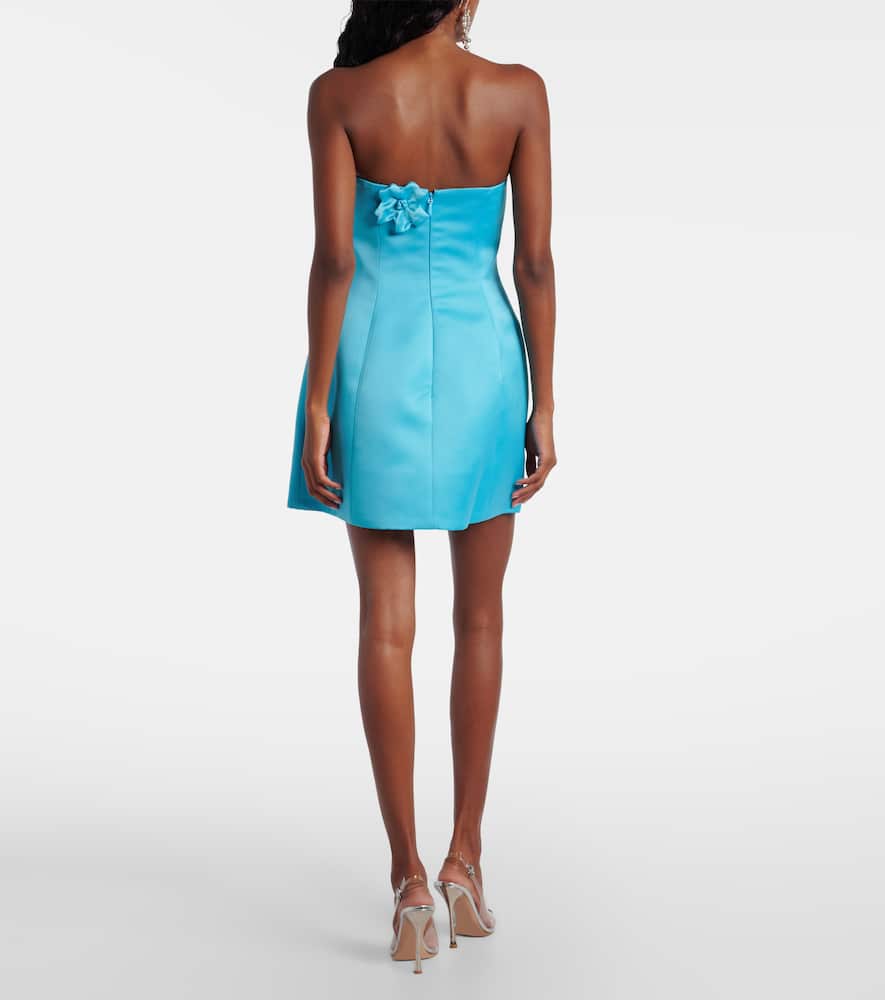 Leo Lin Rosario Floral-appliqué Bustier Dress In Blue