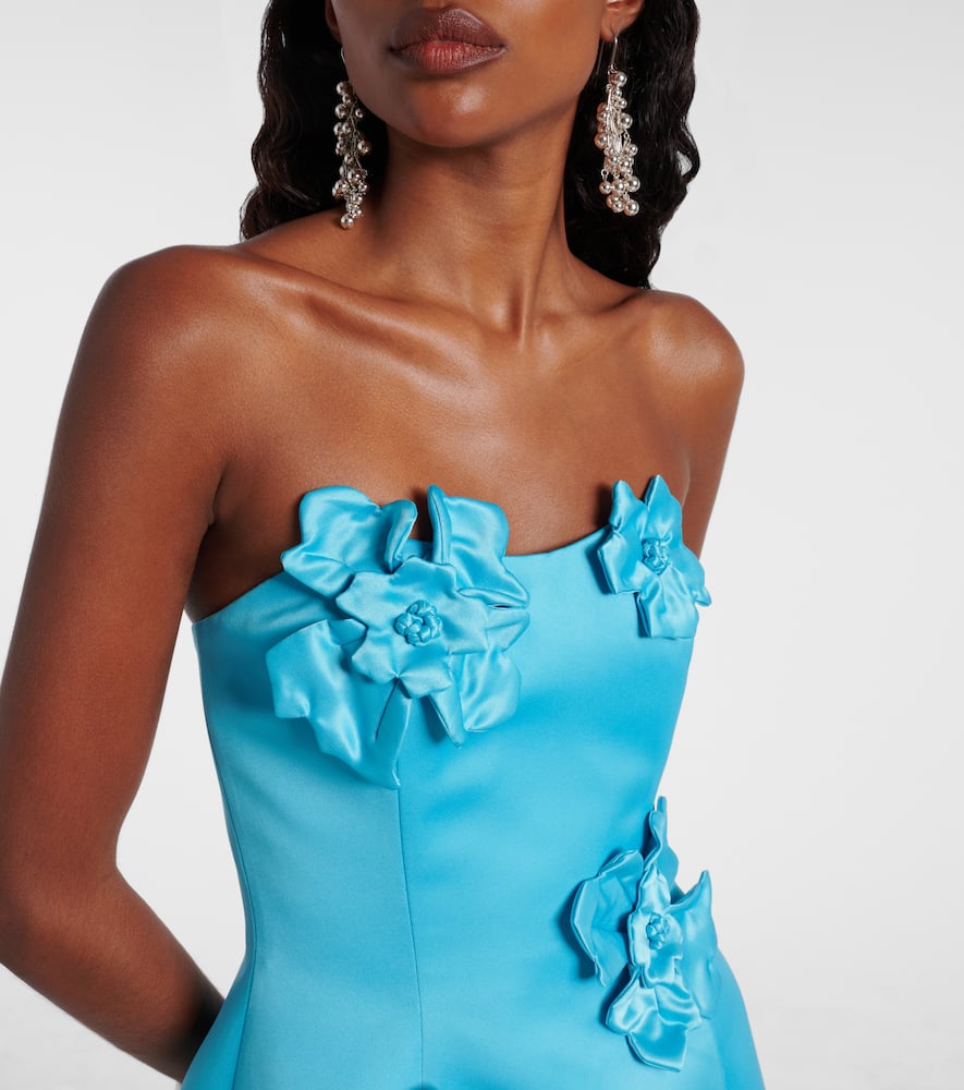 Leo Lin Rosario Floral-appliqué Bustier Dress In Blue