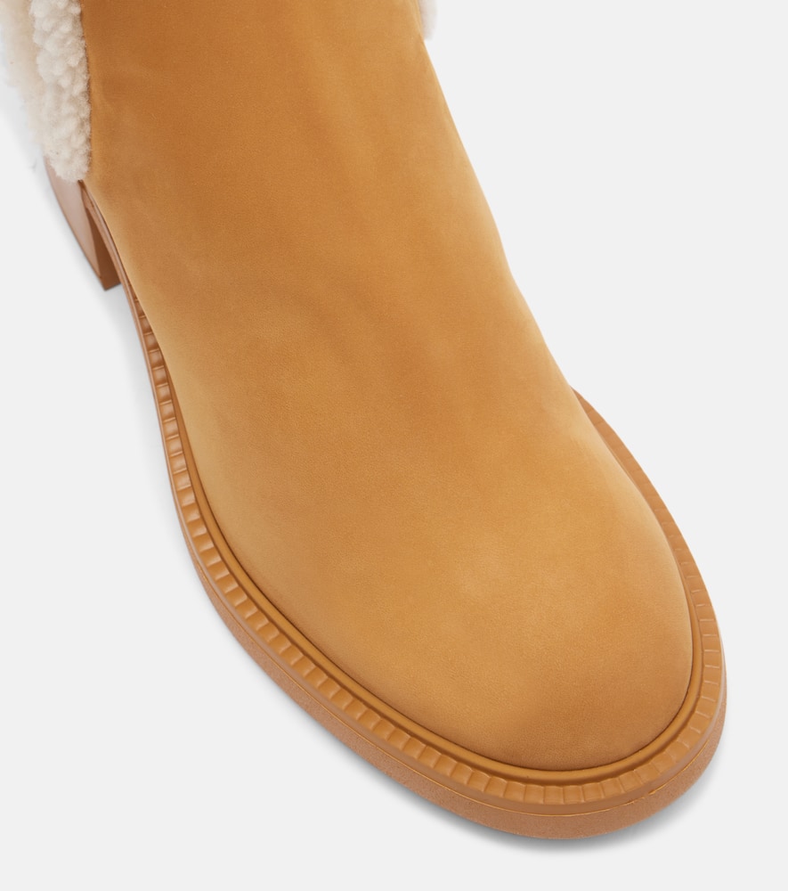 Tod's Shearling-trimmed Suede Chelsea Boots In Brown