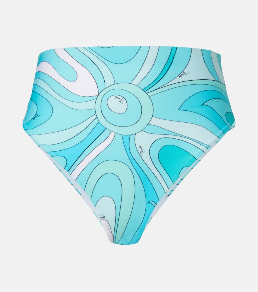 Pucci Marmo High-rise Bikini Bottoms In Blue