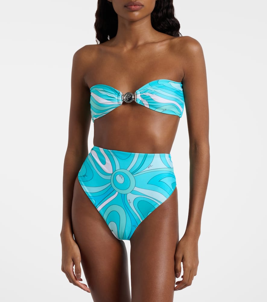 Pucci Marmo High-rise Bikini Bottoms In Blue