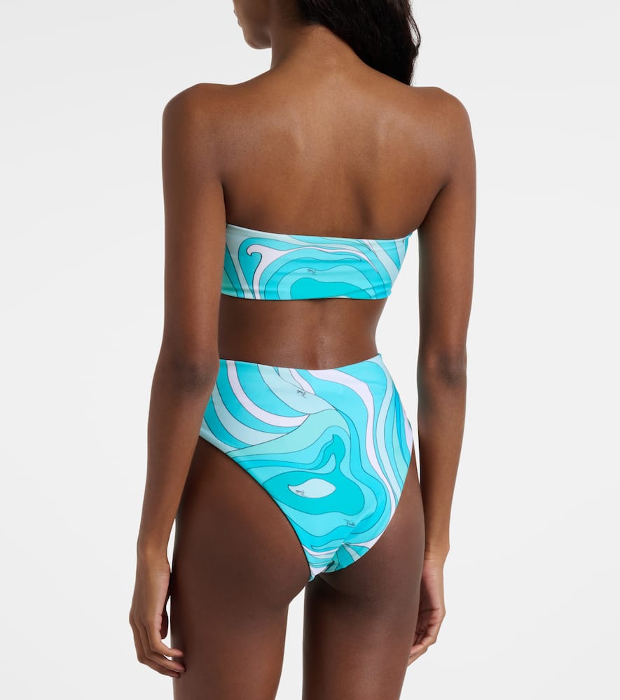 Pucci Marmo High-rise Bikini Bottoms In Blue