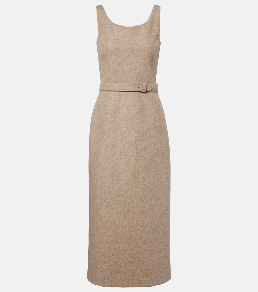 The Row Vadira Wool Midi Dress In Brown