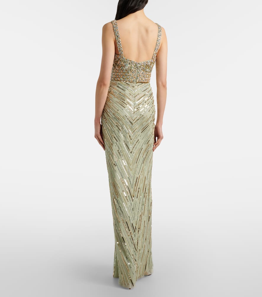 Jenny Packham Elixir Embellished Bustier Gown In Green