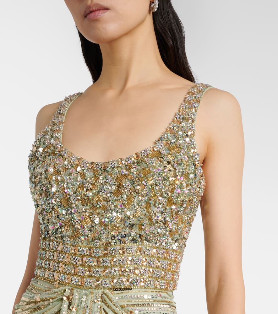 Jenny Packham Elixir Embellished Bustier Gown In Green
