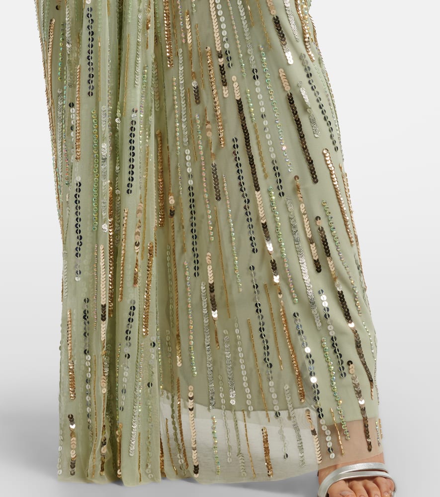 Jenny Packham Elixir Embellished Bustier Gown In Green