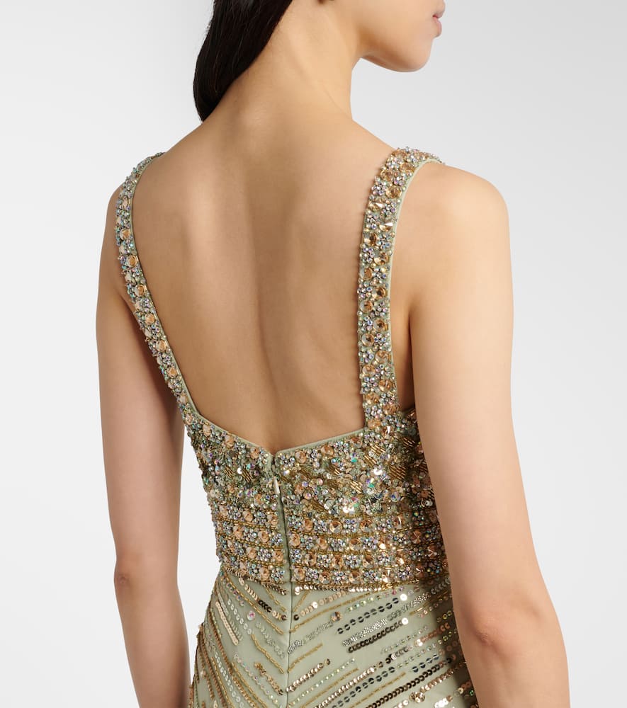 Jenny Packham Elixir Embellished Bustier Gown In Green