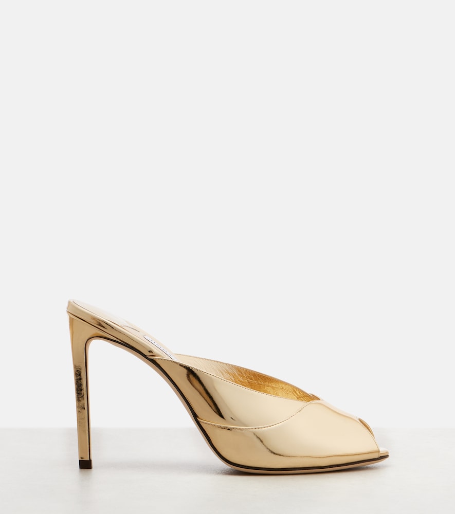  Jimmy Choo Jimmy Choo Brigitte 100 Mirrored Leather Mules 