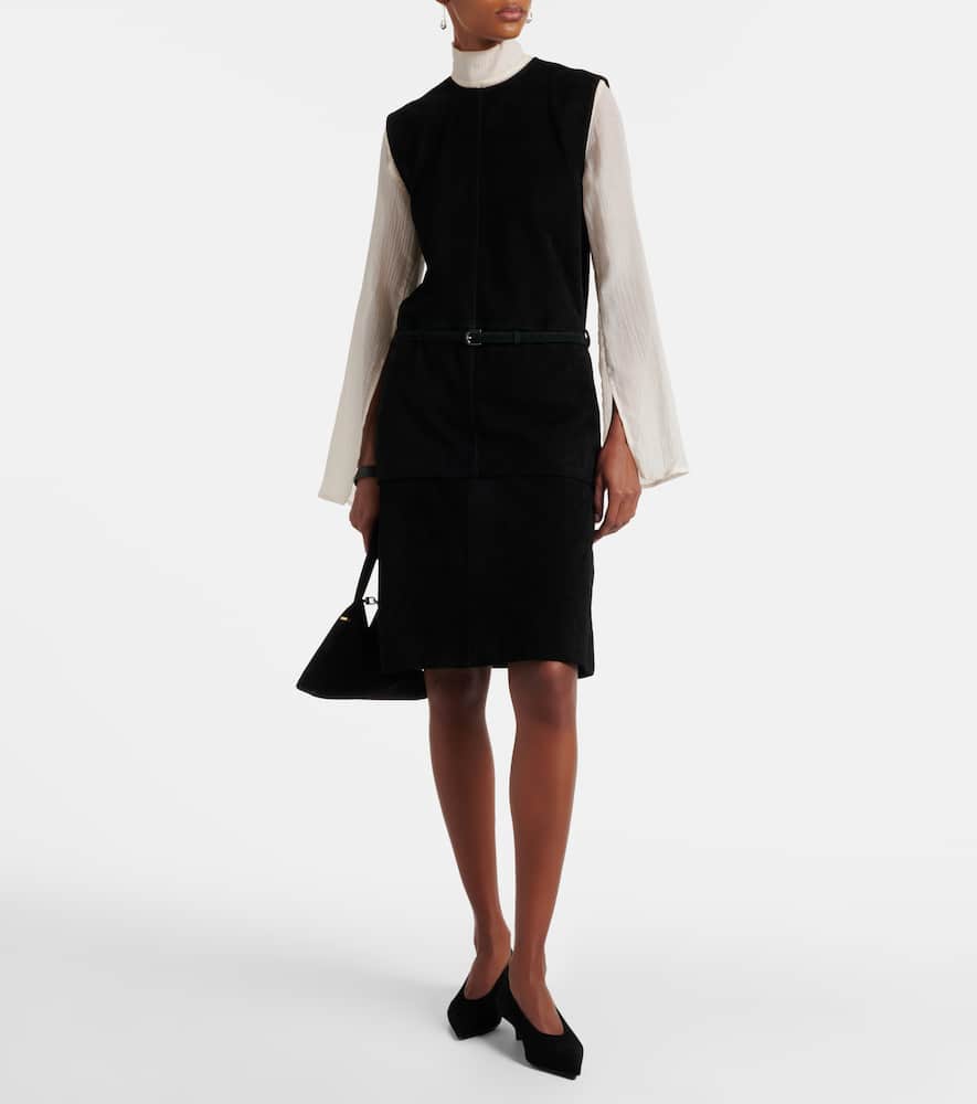 Totême Suede Midi Skirt In Black