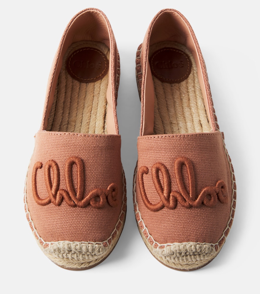  Chloe Kids Chloe Kids Logo Leather-trimmed Espadrilles 