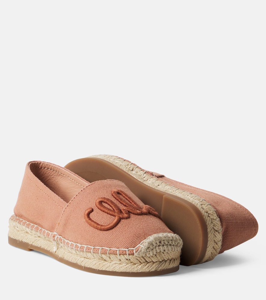  Chloe Kids Chloe Kids Logo Leather-trimmed Espadrilles 