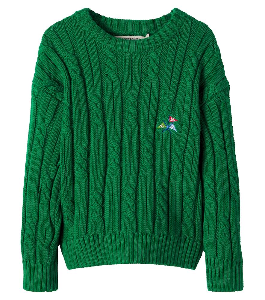 The New Society Green Bluebell Cable-Knit Cotton Sweater Y Size 14 - Mytheresa