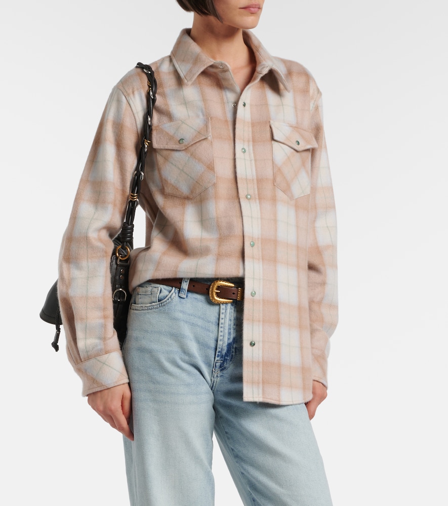 Champagne Tartan Cashmere Shirt With Emerald