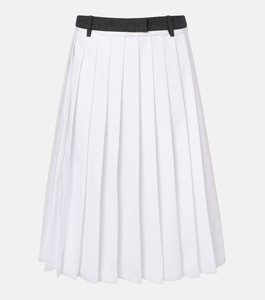 Prada Pleated cotton midi skirt