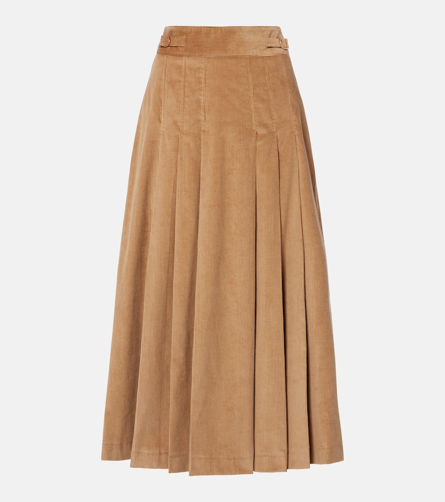 Wesley Pleated Cotton Corduroy Midi