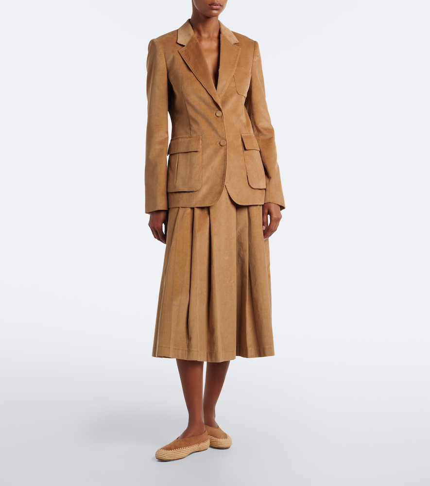 Gabriela Hearst Wesley pleated cotton corduroy midi skirt