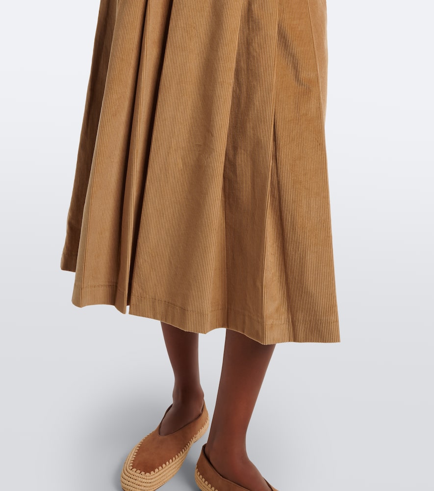 Wesley Pleated Cotton Corduroy Midi