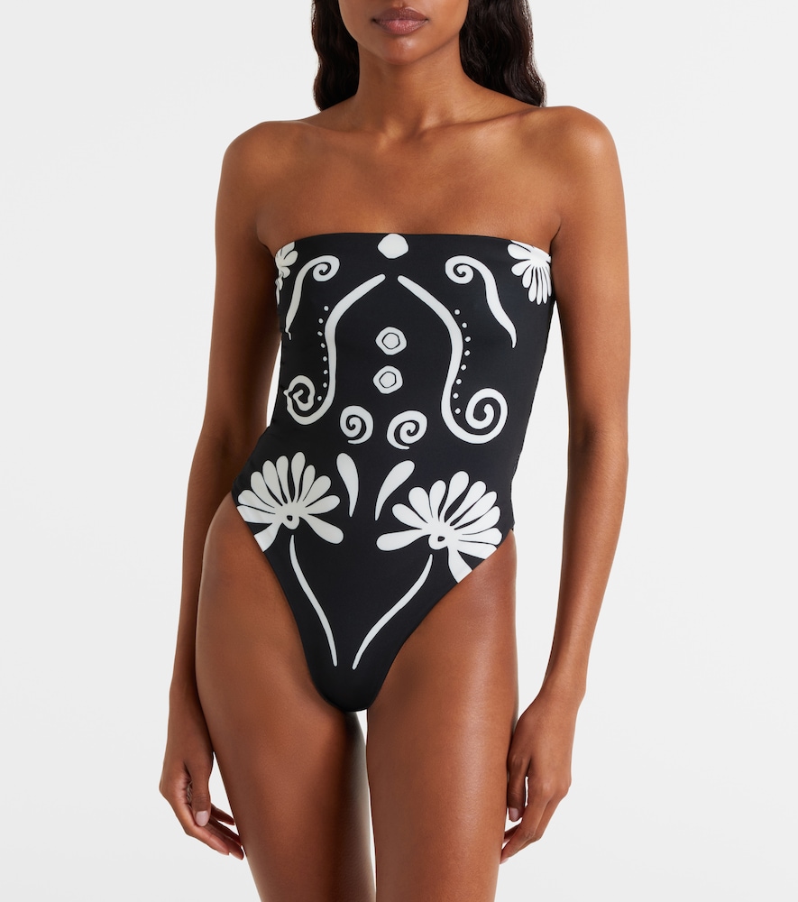 Cala de la Cruz Lore printed strapless swimsuit