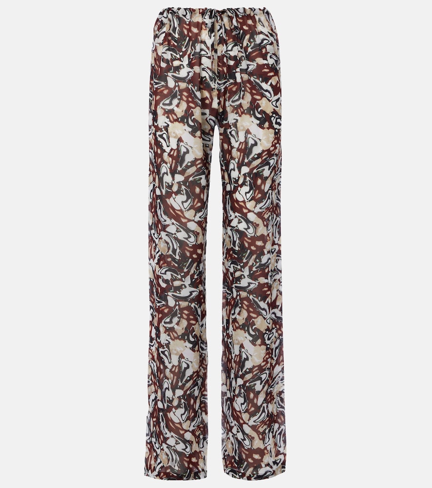 Dries Van Noten Printed Straight Pants In Brown