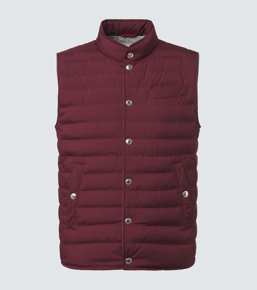Brunello Cucinelli Men's Burgundy Technical Down Vest UK Size 38 - Mytheresa