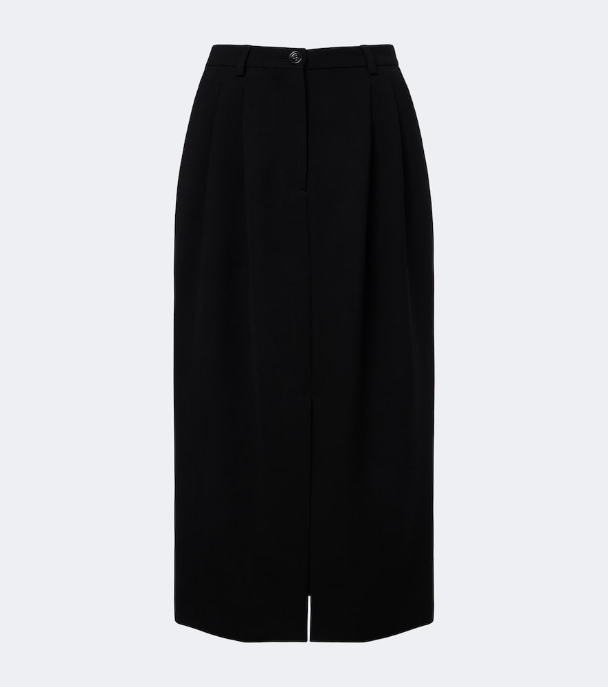 Dolce & Gabbana Virgin Wool Crêpe Pencil Skirt In Black