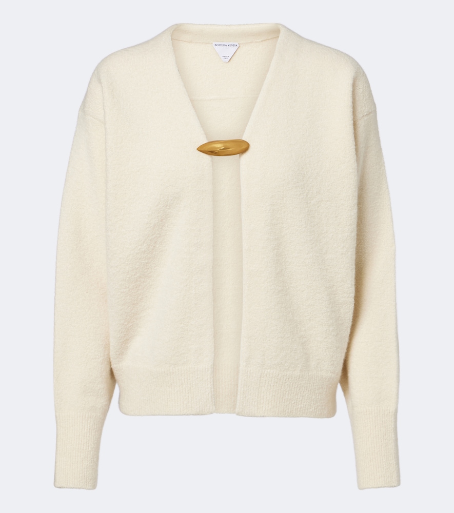Bottega Veneta Embellished Cashmere, Wool, And Silk Cardigan In White