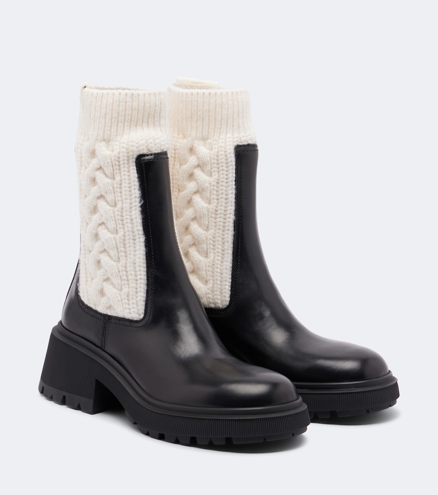Jimmy Choo Tamia Cable-knit Leather Ankle Boots In Black