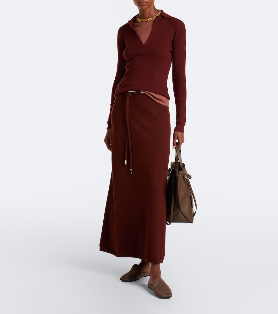 Ribbed-Knit Cashmere Polo Sweater