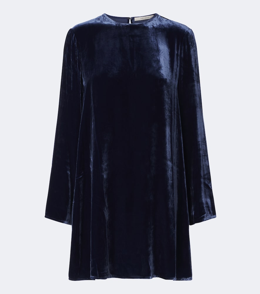 Asceno Larissa Velvet Minidress In Blue