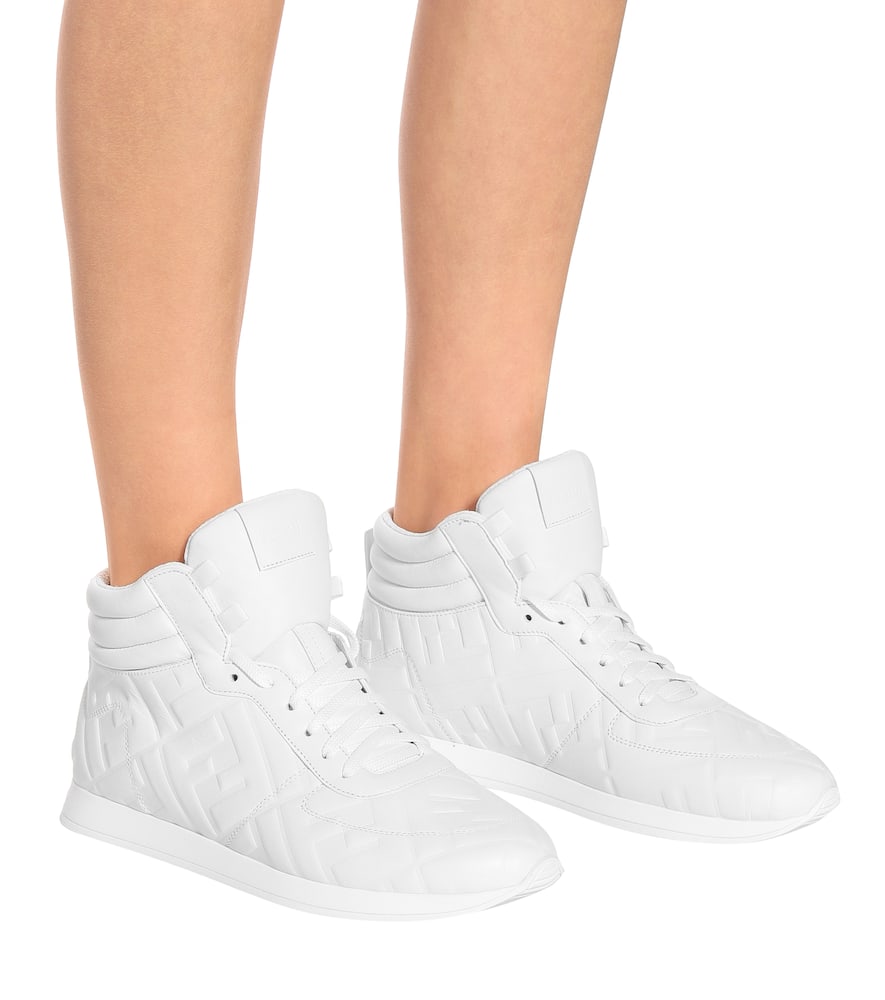 FENDI Embossed leather sneakers,P00434268