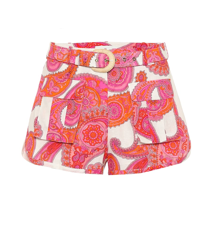 ZIMMERMANN PEGGY PRINTED LINEN-BLEND SHORTS,P00437155