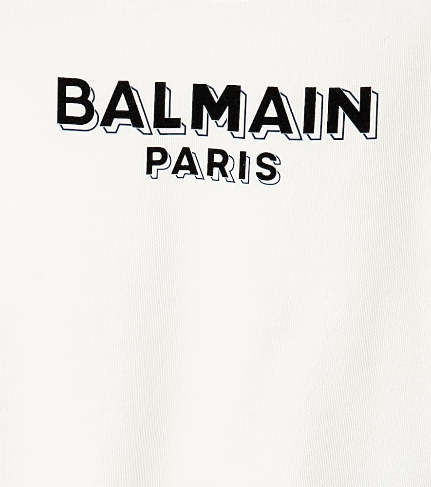 Balmain Logo Cotton Jersey Sweatshirt In White