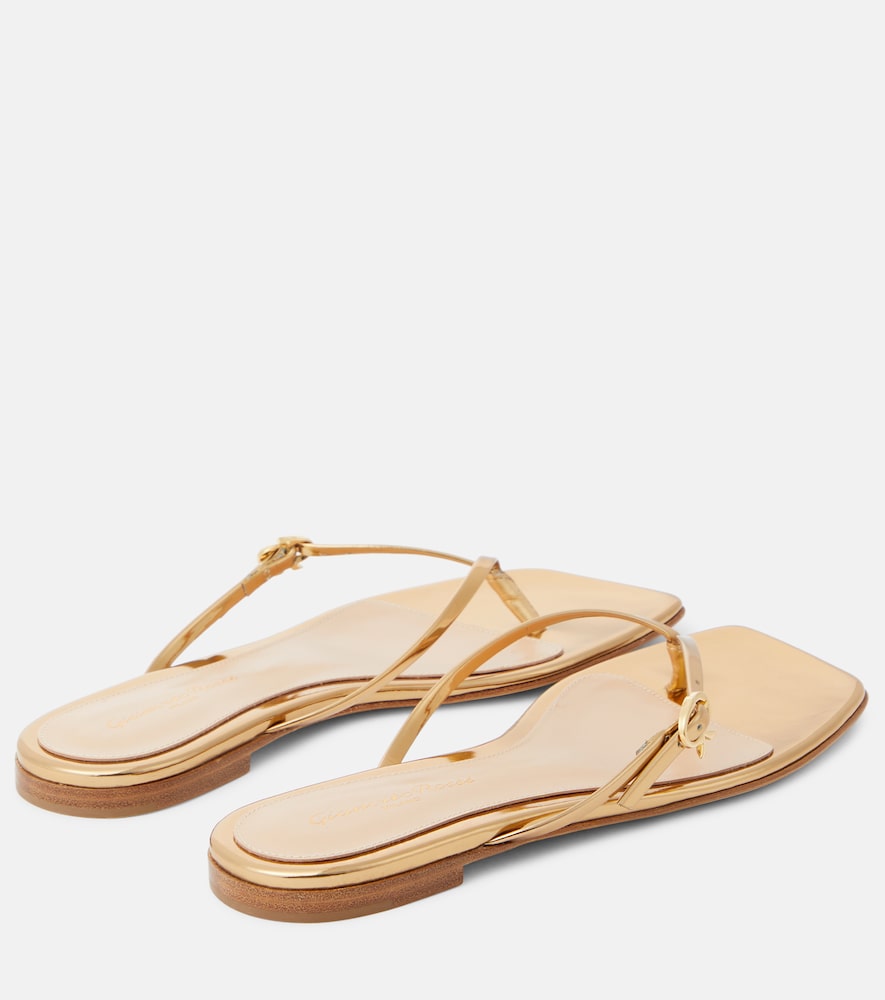 Mirrored Leather Thong Sandals