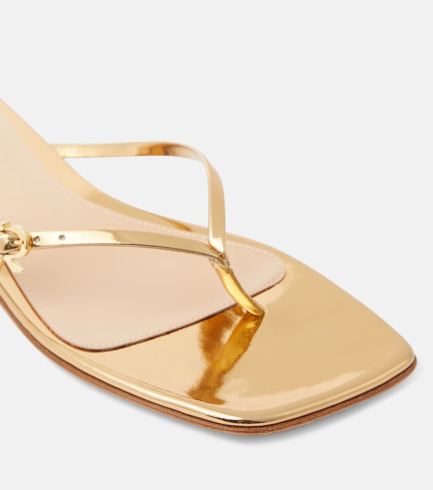 Mirrored Leather Thong Sandals