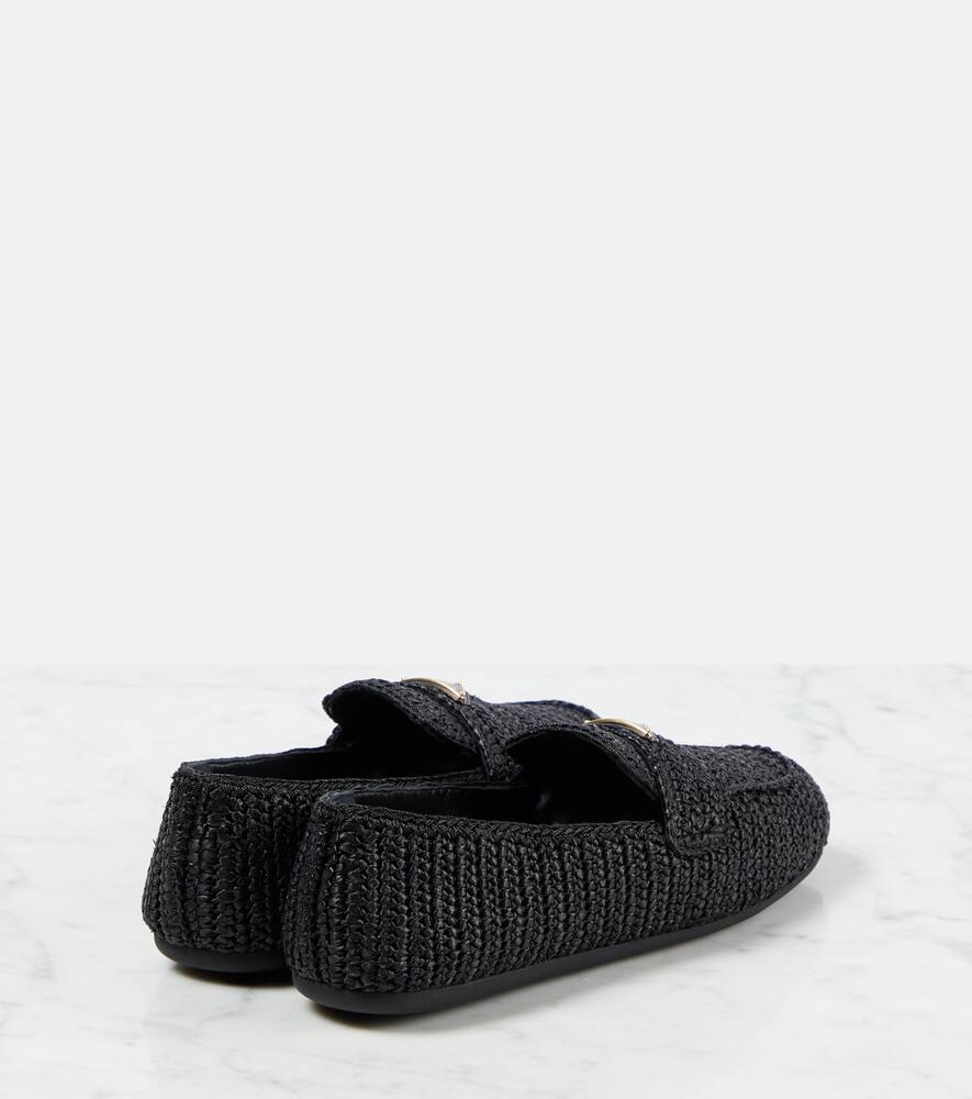 Prada Crochet Loafers In Black