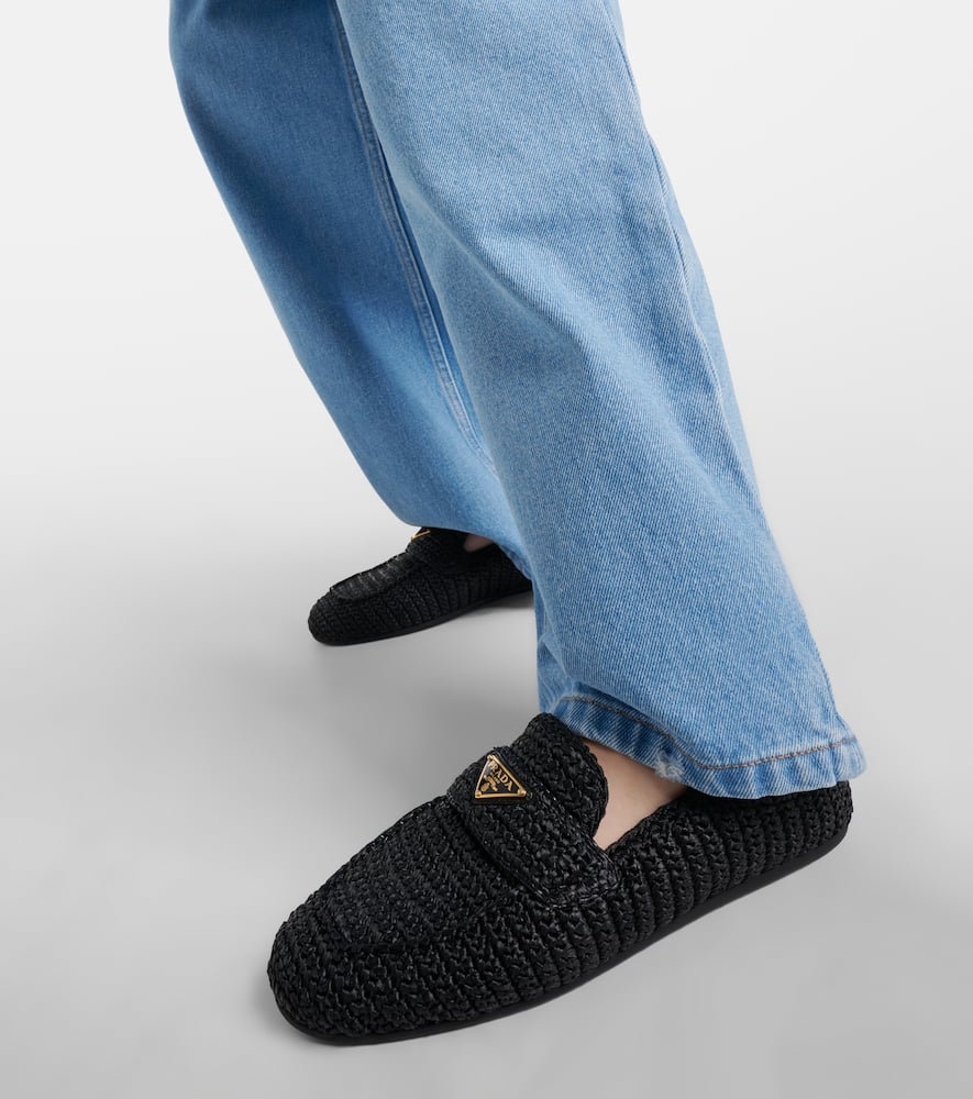 Prada Crochet Loafers In Black