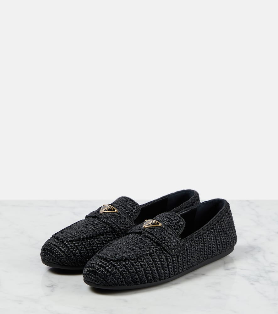 Prada Crochet Loafers In Black