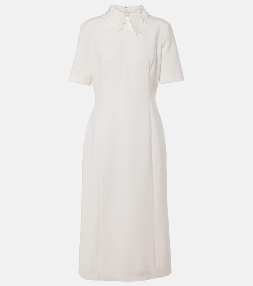 Oscar de la Renta Lace-trimmed wool-blend midi dress