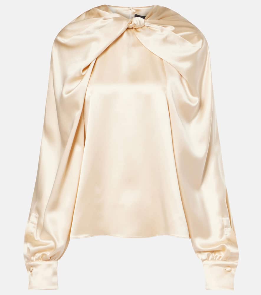 Max Mara Silk Bow-detail Blouse In Neutrals