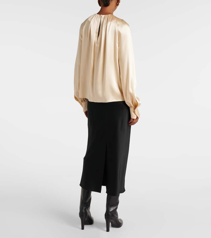 Max Mara Silk Bow-detail Blouse In Neutrals
