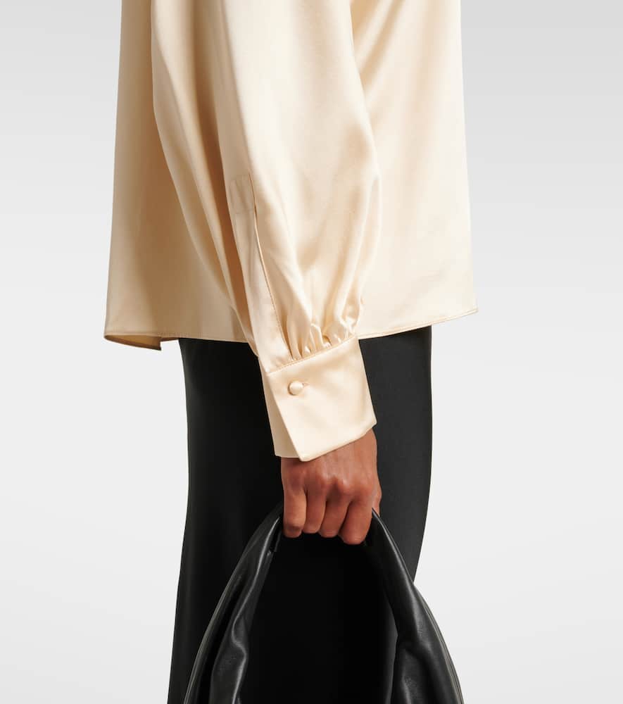 Max Mara Silk Bow-detail Blouse In Neutrals