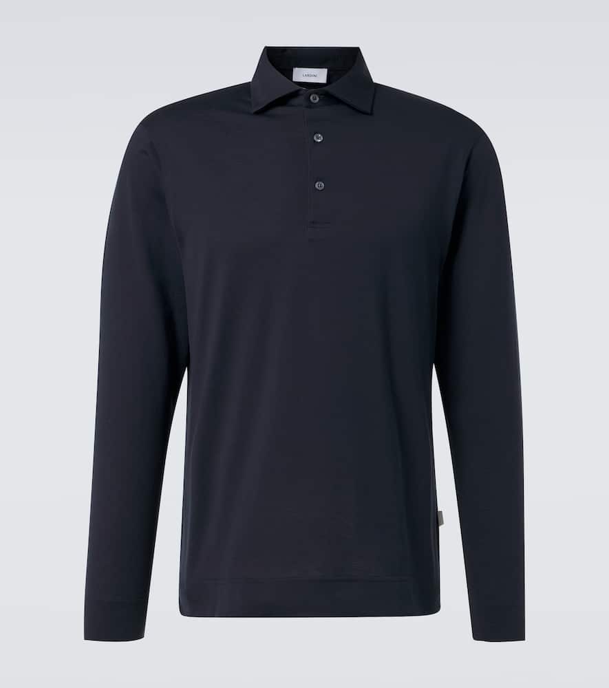 Lardini Cotton And Silk Polo Sweater In Blue