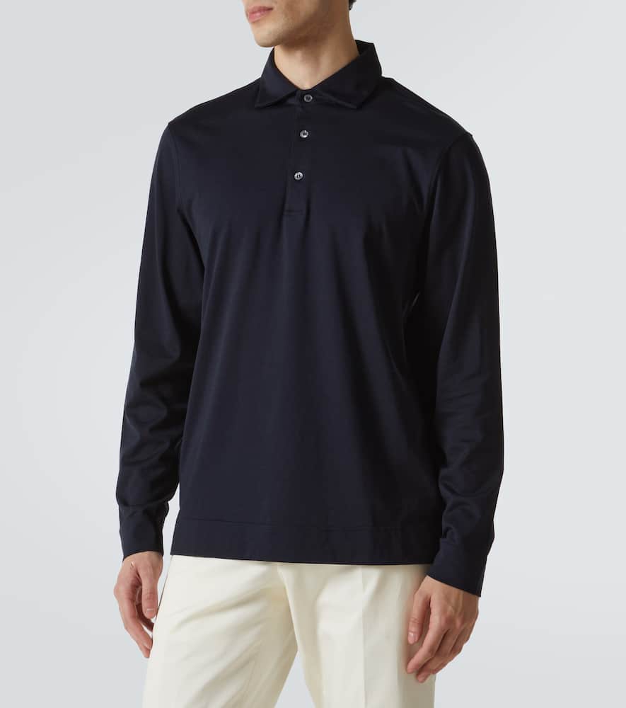 Lardini Cotton And Silk Polo Sweater In Blue