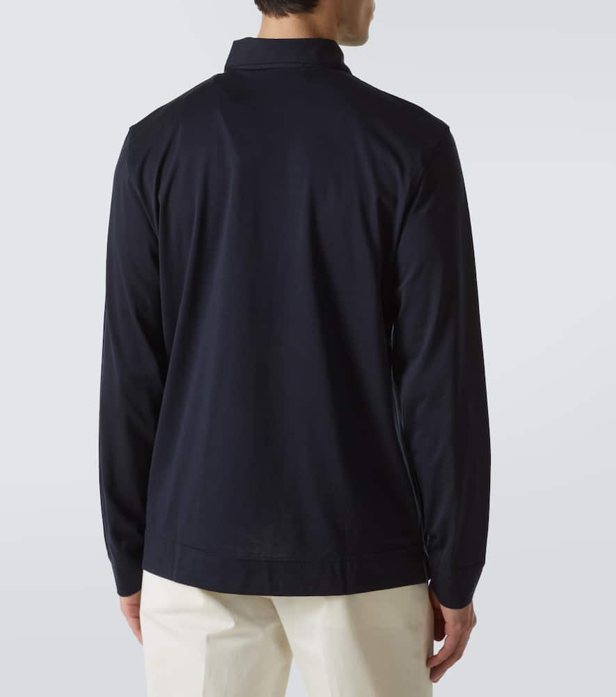 Lardini Cotton And Silk Polo Sweater In Blue