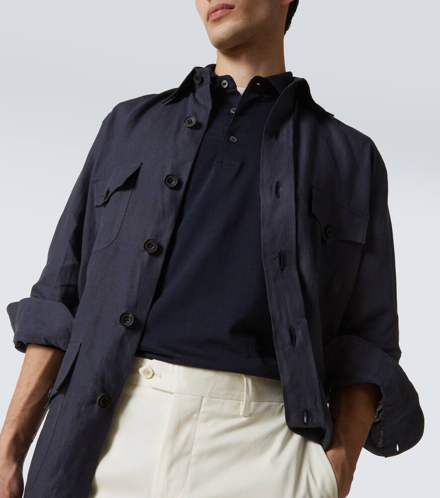Lardini Cotton And Silk Polo Sweater In Blue