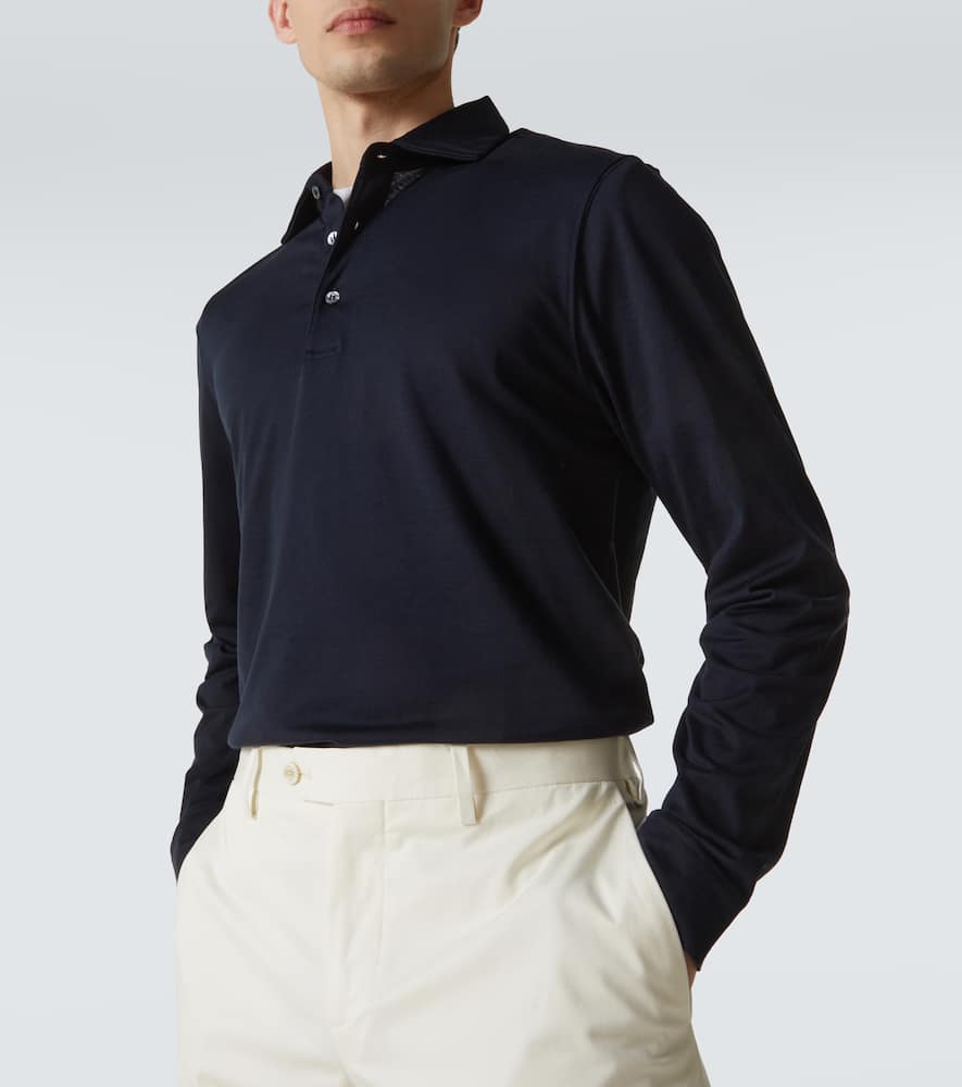 Lardini Cotton And Silk Polo Sweater In Blue