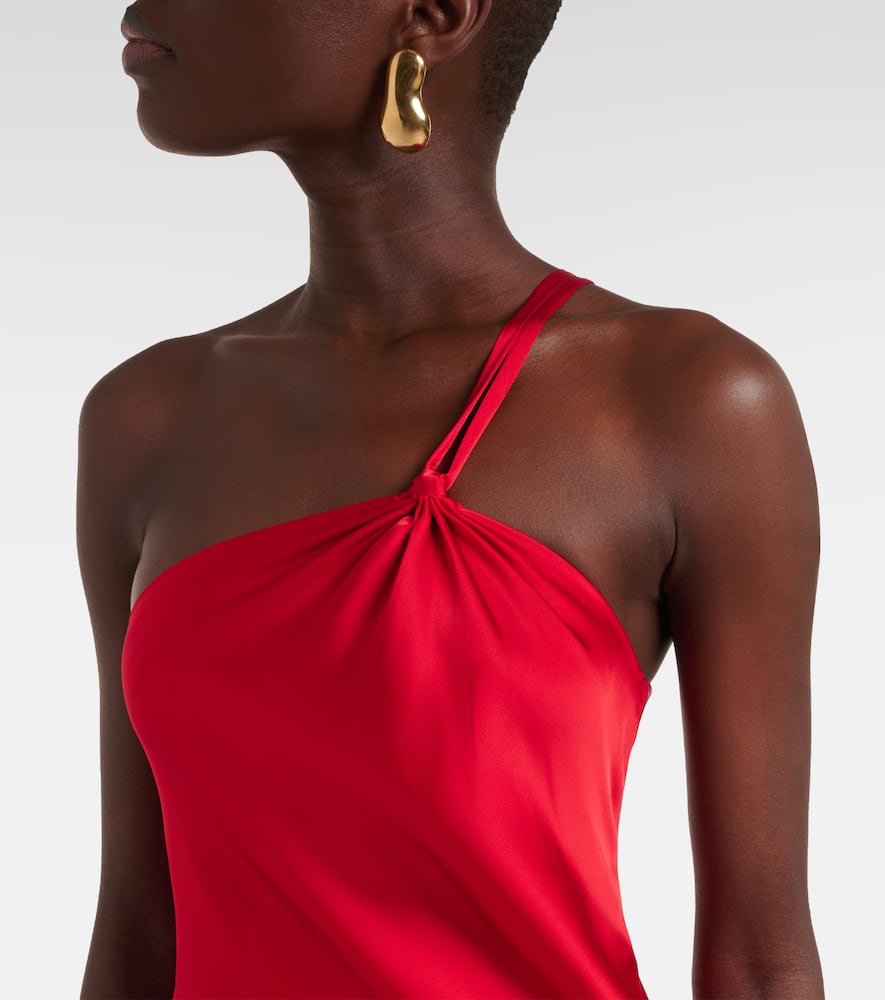 Norma Kamali One-shoulder-robe Aus Satin In Rot